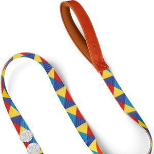 Quique Colorful 6 ft. Reflective Dog Leash Padded Leather Handle